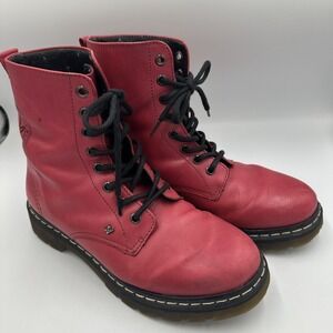 Cravo Canela Cloves Cinnamon Pink Leather LaceUp Combat Boots Womens US 9.5 EU41